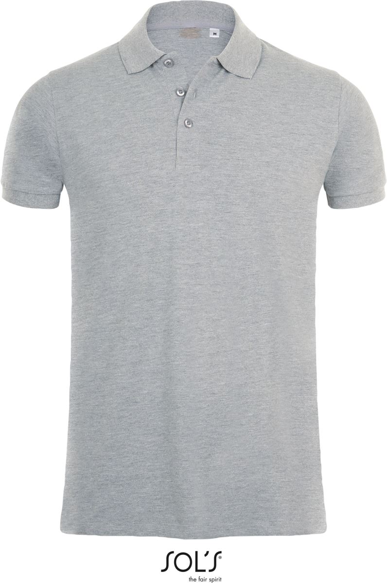 Levně Pánské elastické piqué polo - grey melange