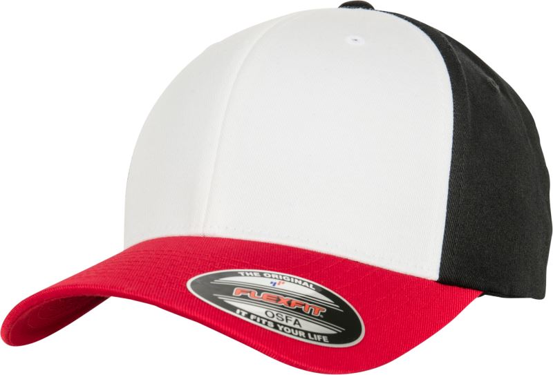 Levně 6 panelová vlněná česaná kšiltovka Flexfit - red/white/black