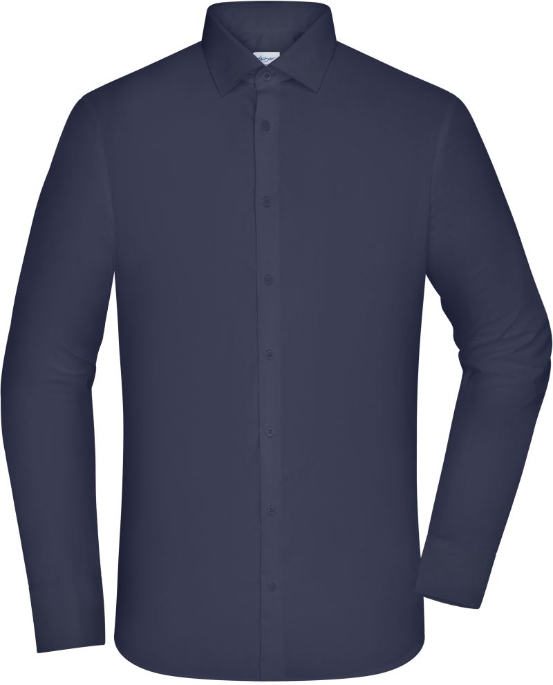 Levně Popelínová košile slim fit s dlouhým rukávem - navy