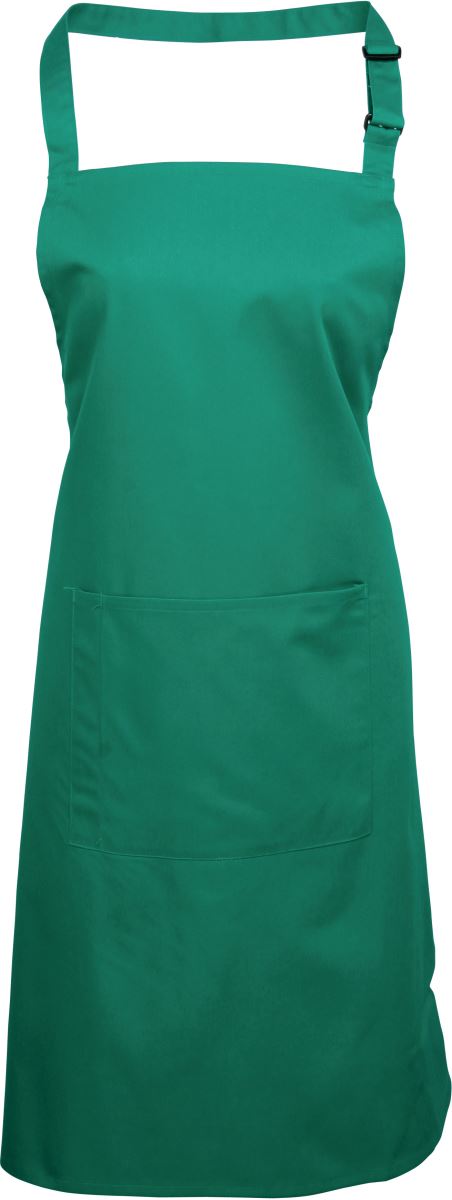 Levně Zástěra s laclem a kapsou na břiše "Colours" - emerald