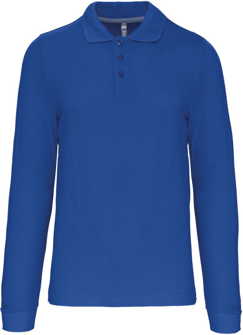 Levně Pánské piqué polo s dlouhým rukávem - light royal blue