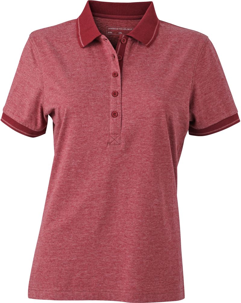 Levně Dámské žerzejové melírované polo - wine melange/wine