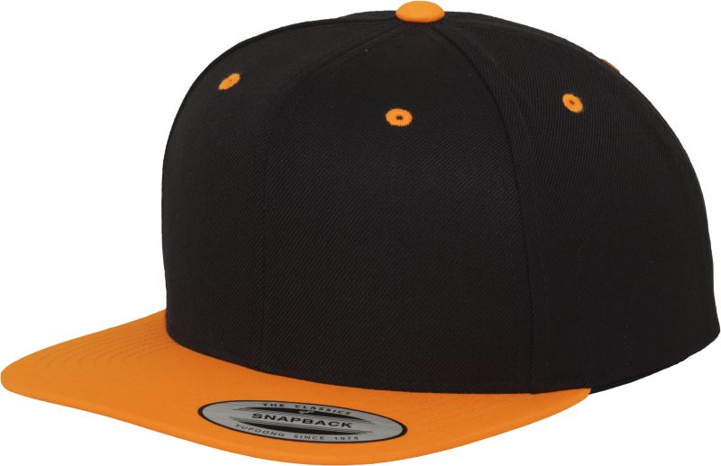 Levně 6 panelová Snapback kšiltovka - black/neon orange