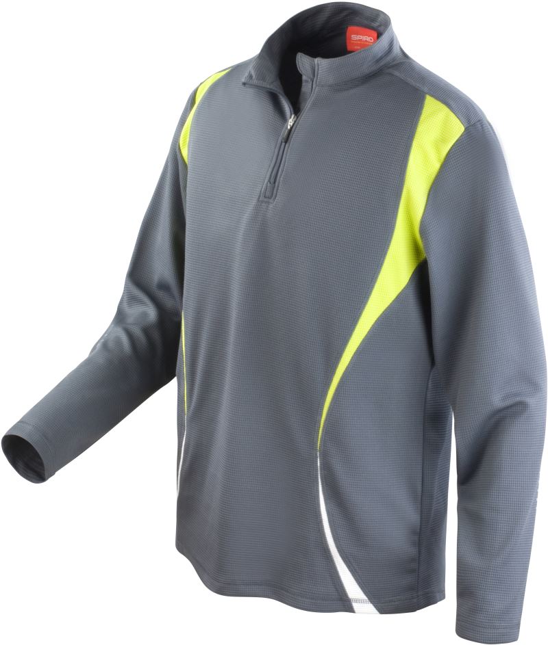 Levně Tréninkový top s "1/4" zip s dlouhým rukávem - charcoal/lime/white