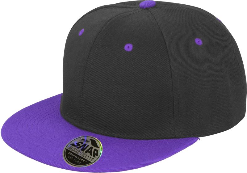 Levně 6 panelová kšiltovka s plochým kšiltem - black/purple