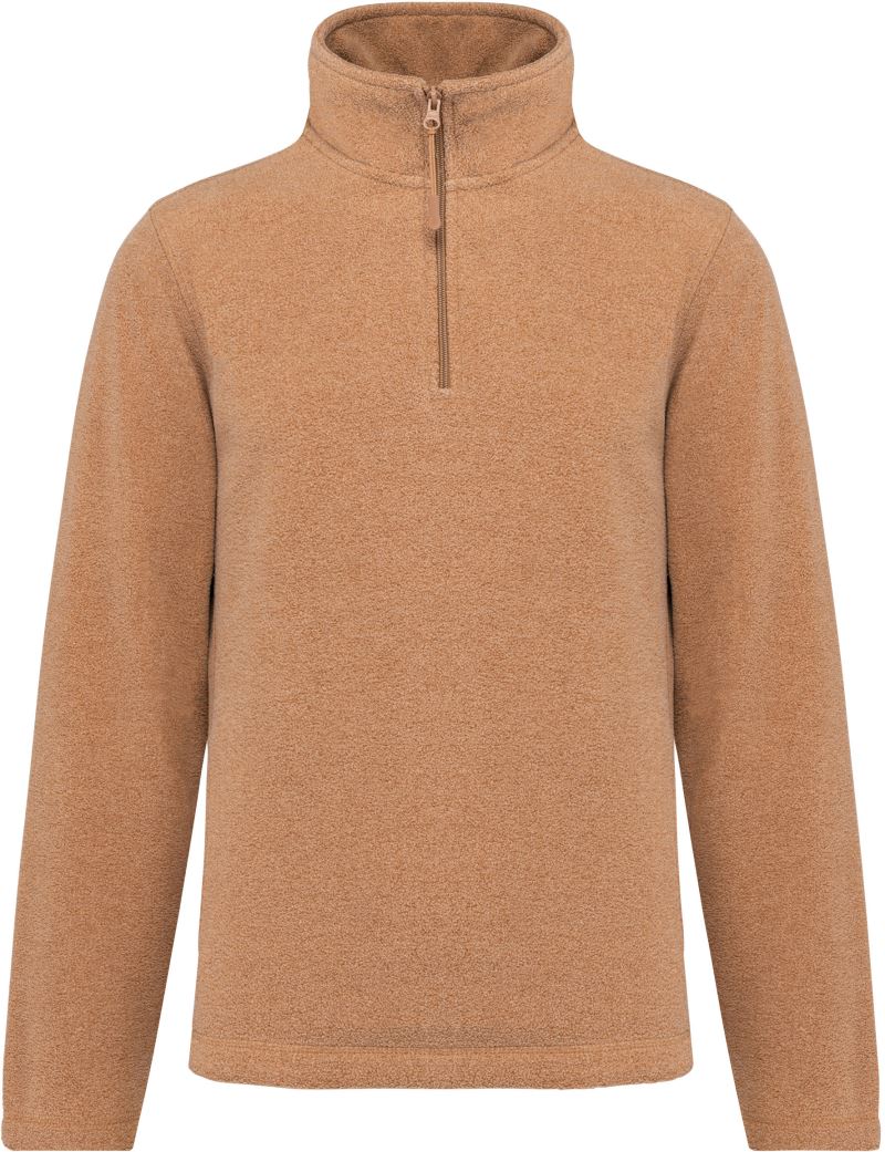 Levně Mikrofleecová mikina s 1/4 zipem "Enzo" - camel heather