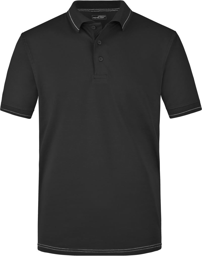 Levně Pánské žerzejové elastické polo - black/white