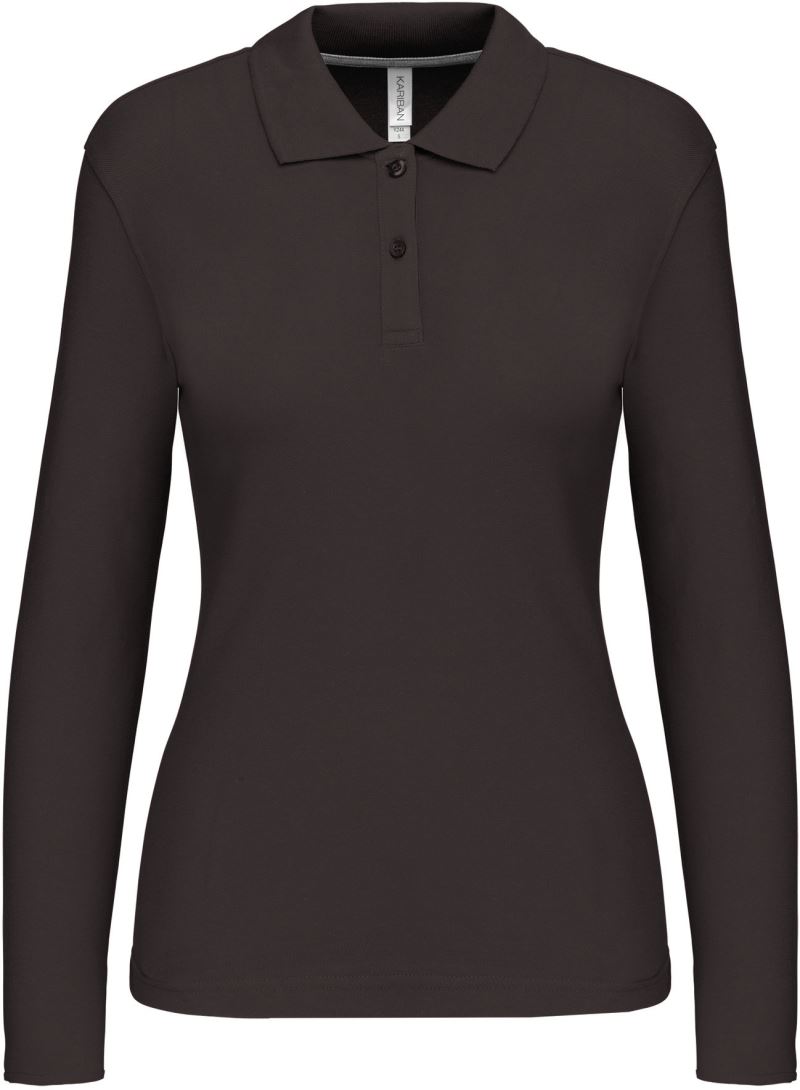 Levně Dámské piqué polo s dlouhým rukávem - dark grey