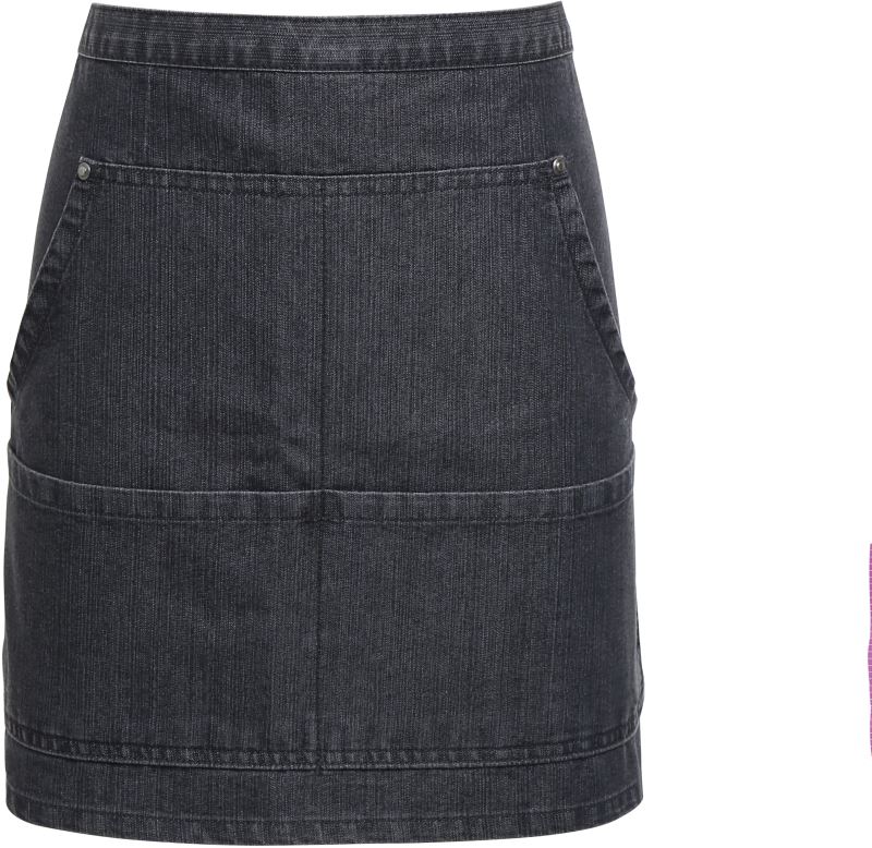 Levně Denim zástěra do pasu krátká - black denim