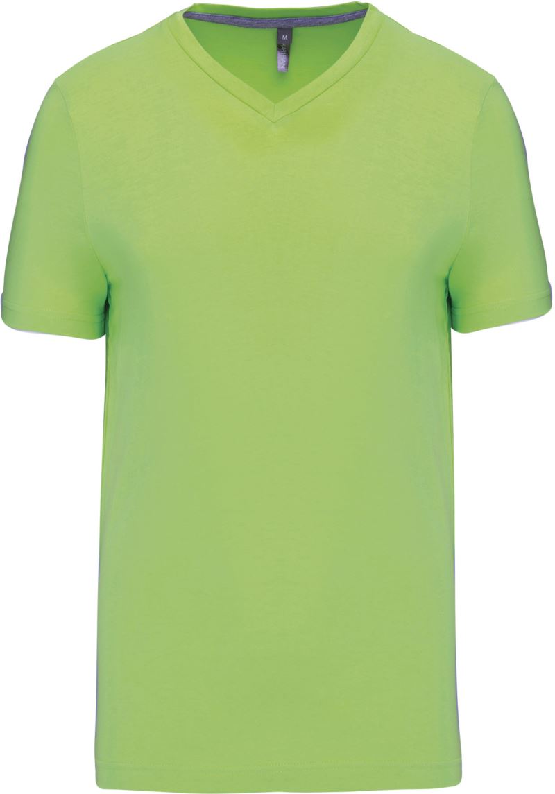 Levně Pánské tričko s výstřihem do V - lime