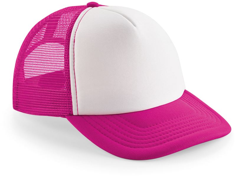 Levně Dětská 5 panelová polyester. síťovaná kšiltovka - fuchsia/white