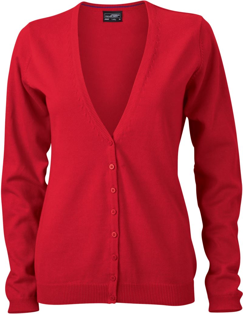 Levně Dámský pletený cardigan s výstřihem do V - red