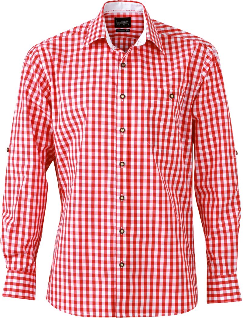 Levně Popelínová kostkovaná košile v tradičním vzhledu - red/white