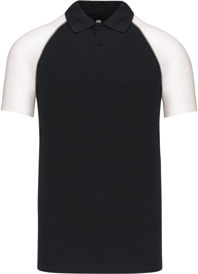 Levně Baseballové piqué polo - black/light grey/white