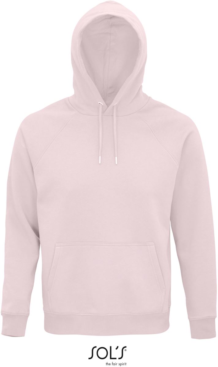 Levně Unisex raglánová mikina s kapucí z bio bavlny - pale pink