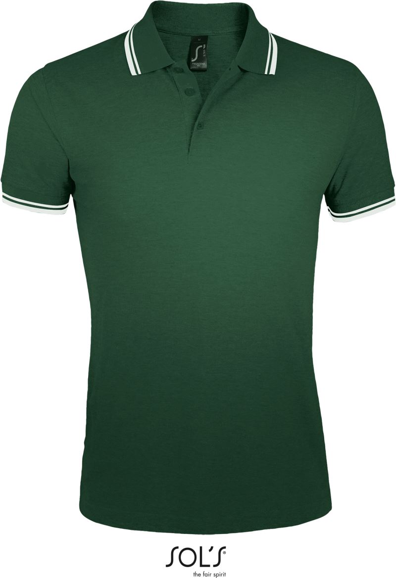 Levně Pánské piqué polo - forest green/white