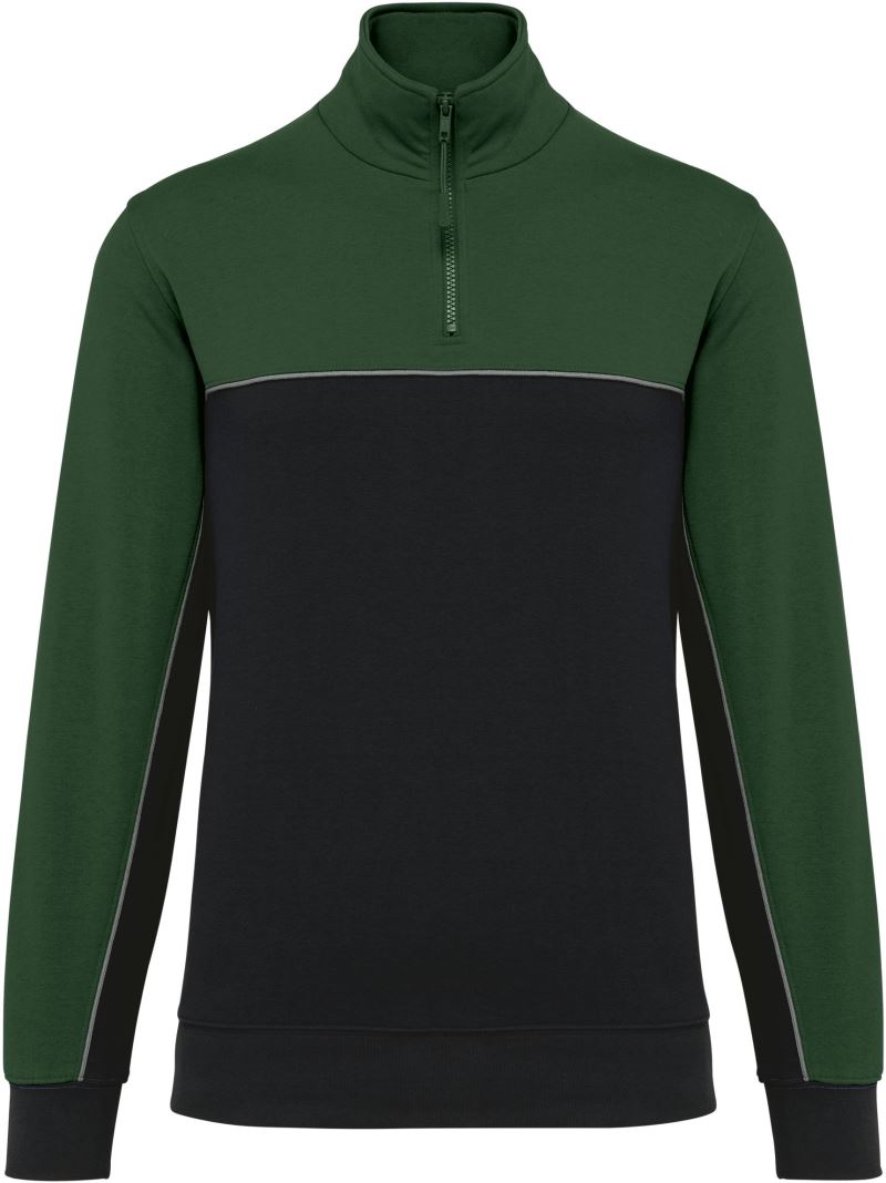 Levně Pracovní mikina s 1/4 zipem - black/forest green
