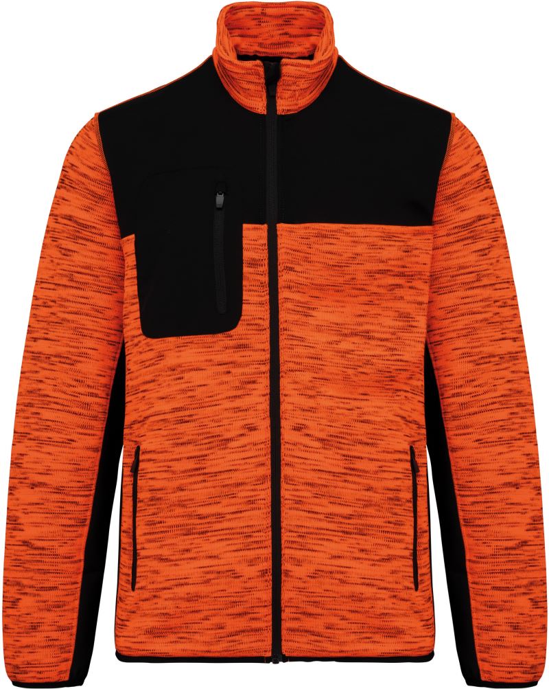 Levně Pánská pracovní pletená fleecová bunda - fluorescent orange melange/black