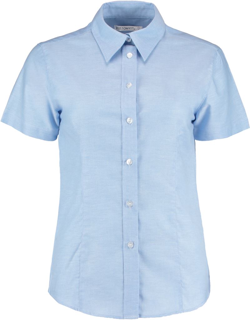 Levně Pracovní halenka Oxford s krátkým rukávem - light blue