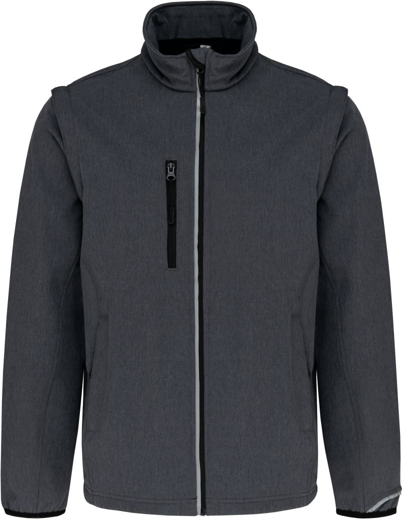 Levně 3-vrstvá softshellová bunda s odepínacími rukávy - marl dark grey