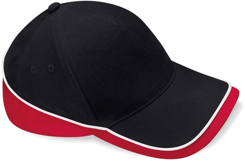 Levně 5 panelová týmová závodní kšiltovka - black/classic red/white