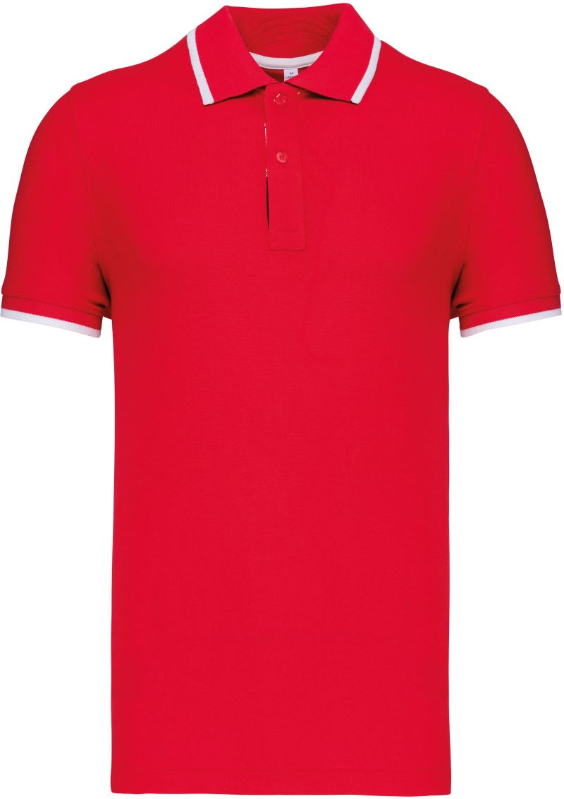Levně Pánské kontrastní piqué polo - red/white/navy