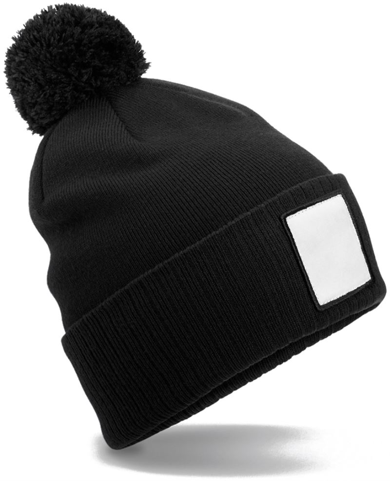 Levně Pletená čepice Patch "Pompon" - black/white