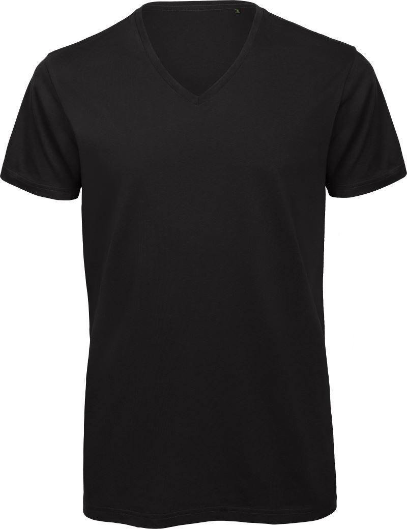 Pánské tričko s výstřihem do V - black