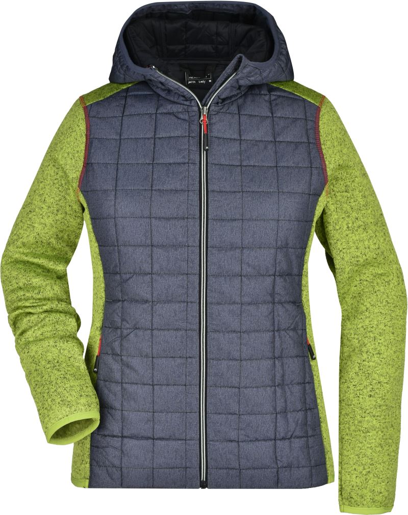 Levně Dámská pletená hybridní bunda - kiwi melange/anthracite melange