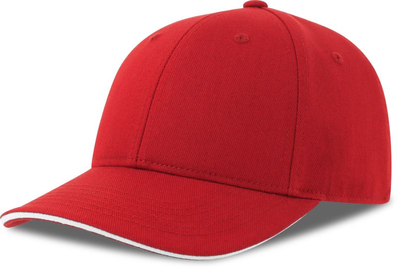 6 panelová baseballová kšiltovka - red/white