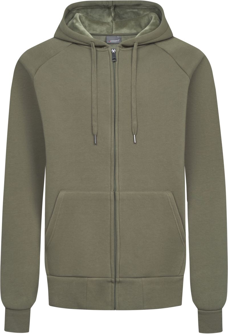 Levně Unisex mikina s kapucí z těžké bavlny - dusty khaki