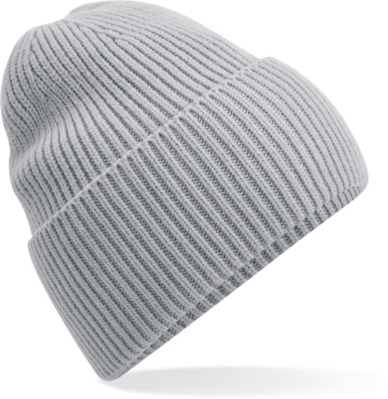 Levně Dlouhá pletená čepice s manžetou - light grey