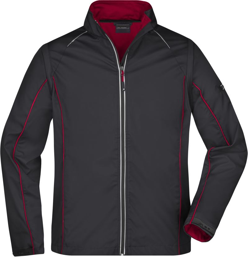 Levně Pánská softshellová bunda s odepínacími rukávy - black/red