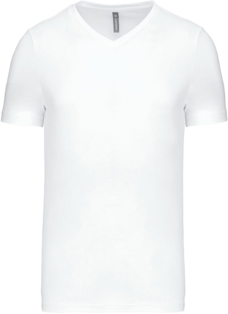 Pánské tričko s výstřihem do V - white