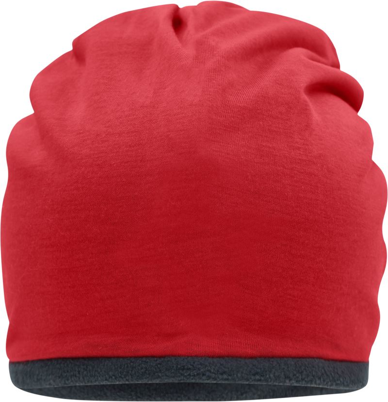 Levně Žerzejová čepice s fleecovou podšívkou - red/carbon