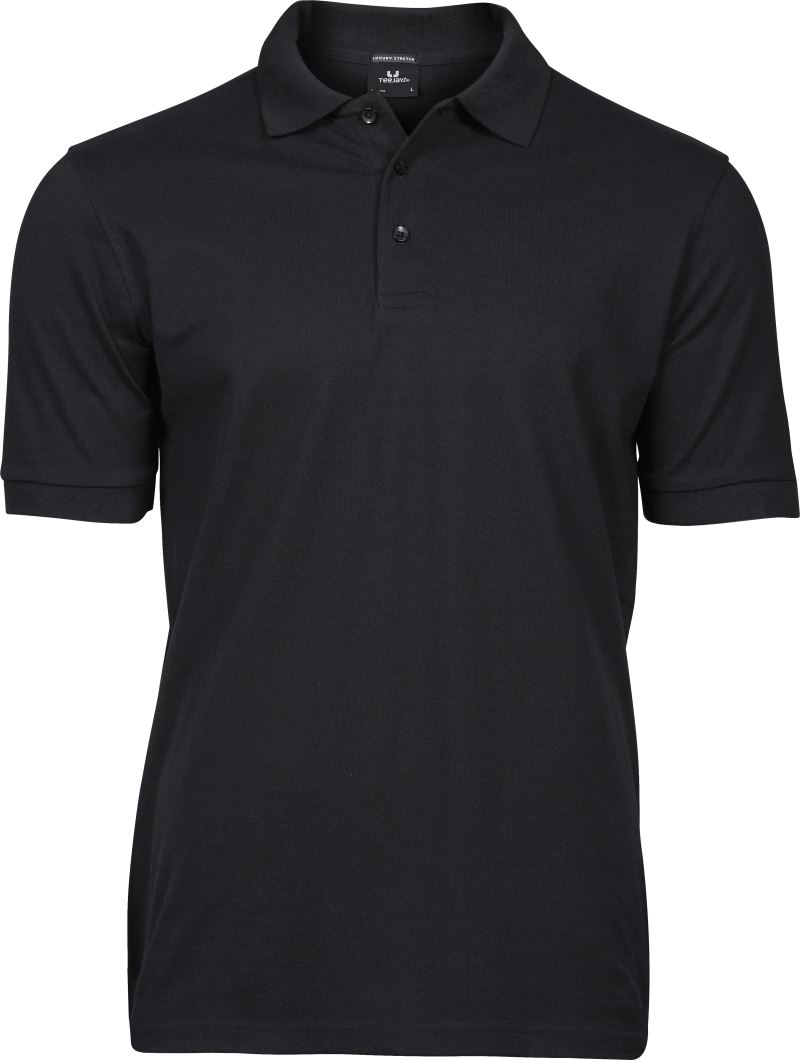 Levně Pánské luxusní strečové piqué polo z těžké bavlny - black