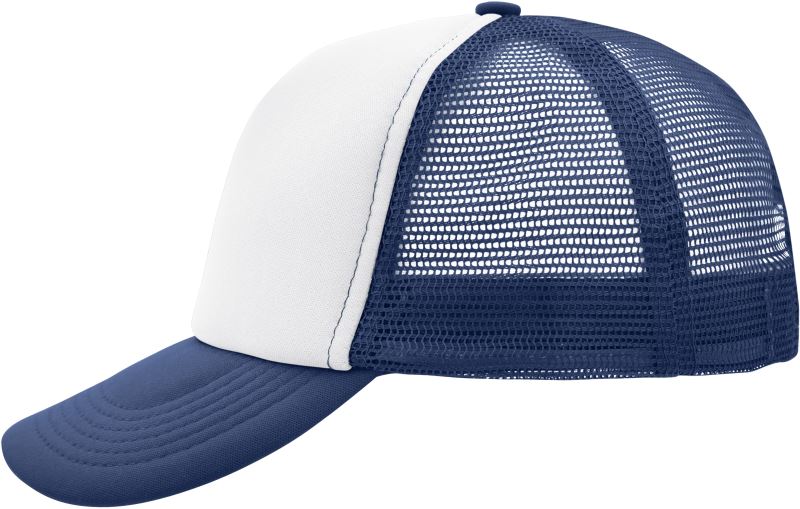 Levně 5 panelová polyesterová síťovaná kšiltovka - white/navy