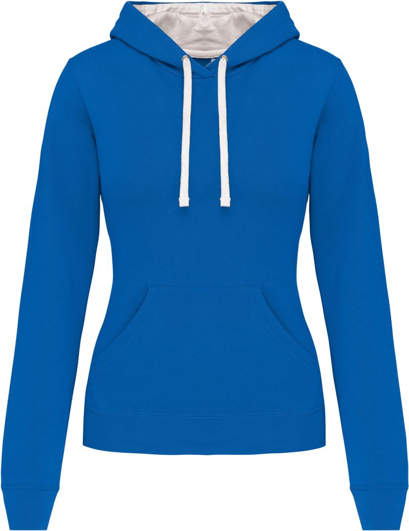 Levně Dámská mikina s kontrastní kapucí - light royal blue/white