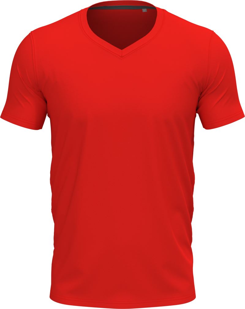 Levně Pánské tričko s výstřihem do V - scarlet red