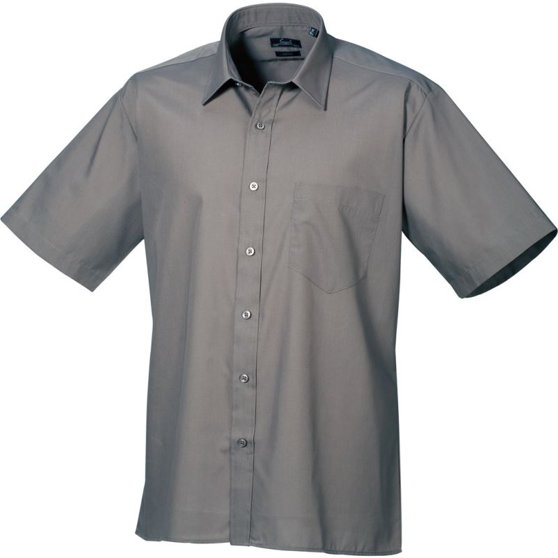 Levně Popelínová košile s krátkým rukávem - dark grey