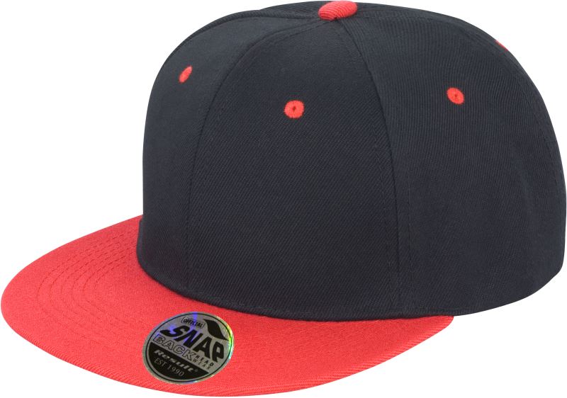 Levně 6 panelová kšiltovka s plochým kšiltem - black/red