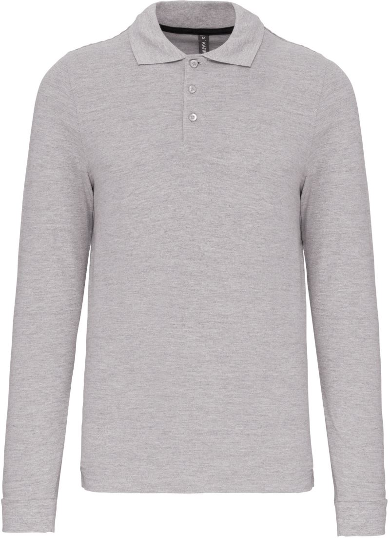 Levně Pánské piqué polo s dlouhým rukávem - oxford grey