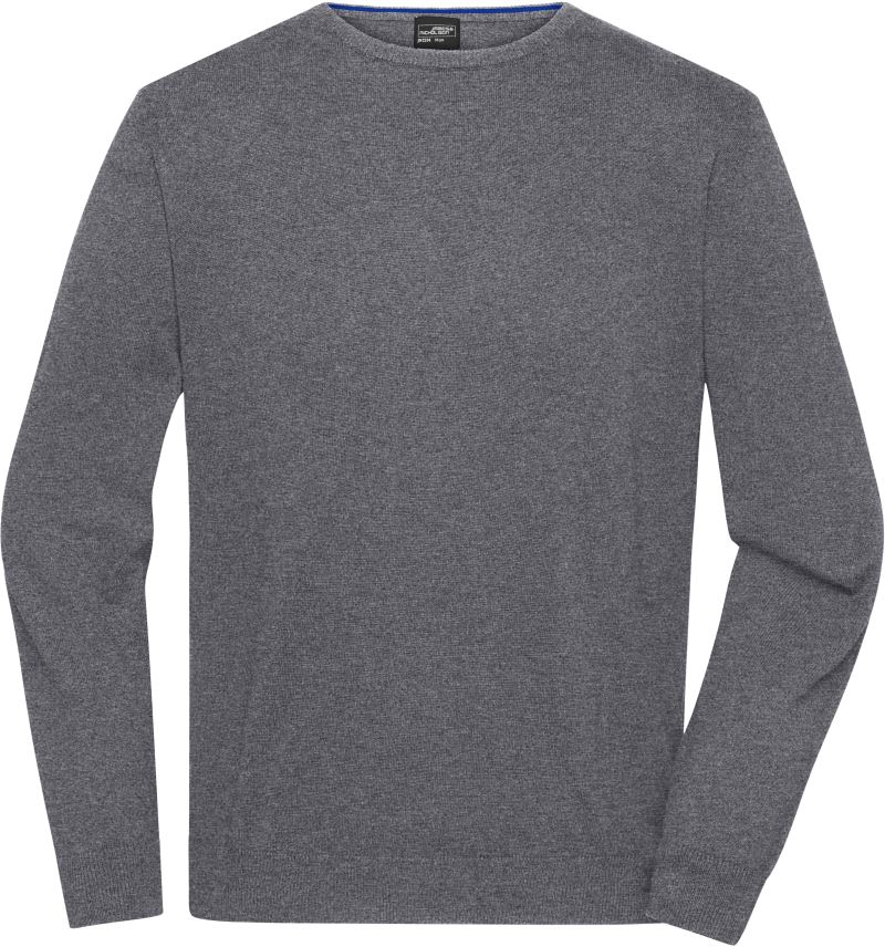 Levně Pánský svetr s kulatým výstřihem - grey heather