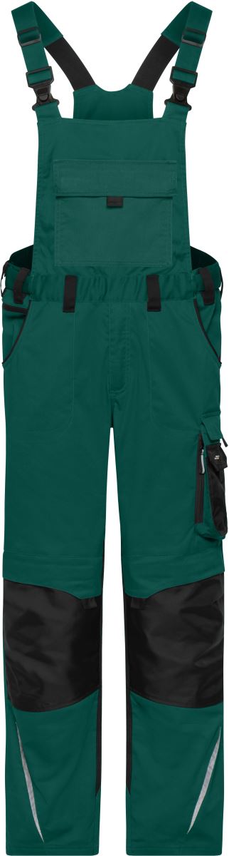 Levně Pracovní kalhoty s laclem - Strong - dark green/black