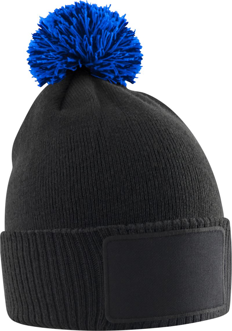 Levně Dětská pletená čepice s bambulí "Snowstar" - black/bright royal