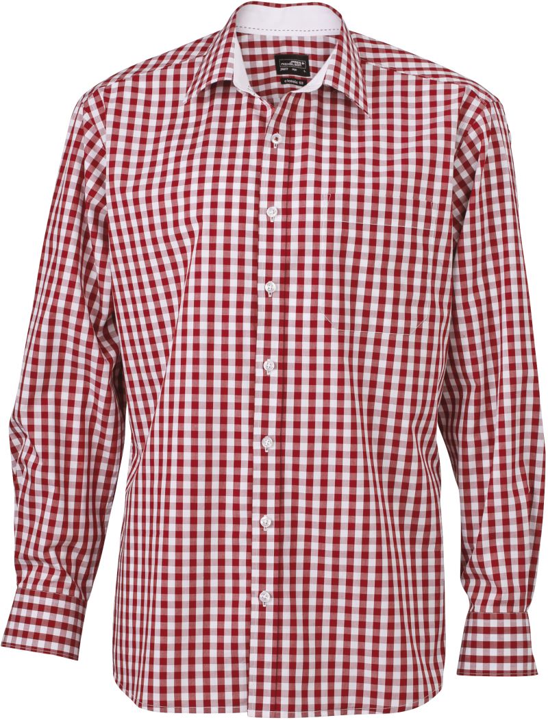 Levně Popelínová kostkovaná košile s dlouhým rukávem - bordeaux/white