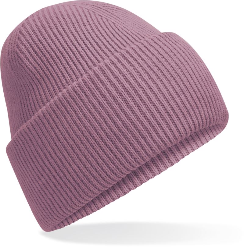 Levně Pletená čepice s manžetou "Recycled" - dusty purple