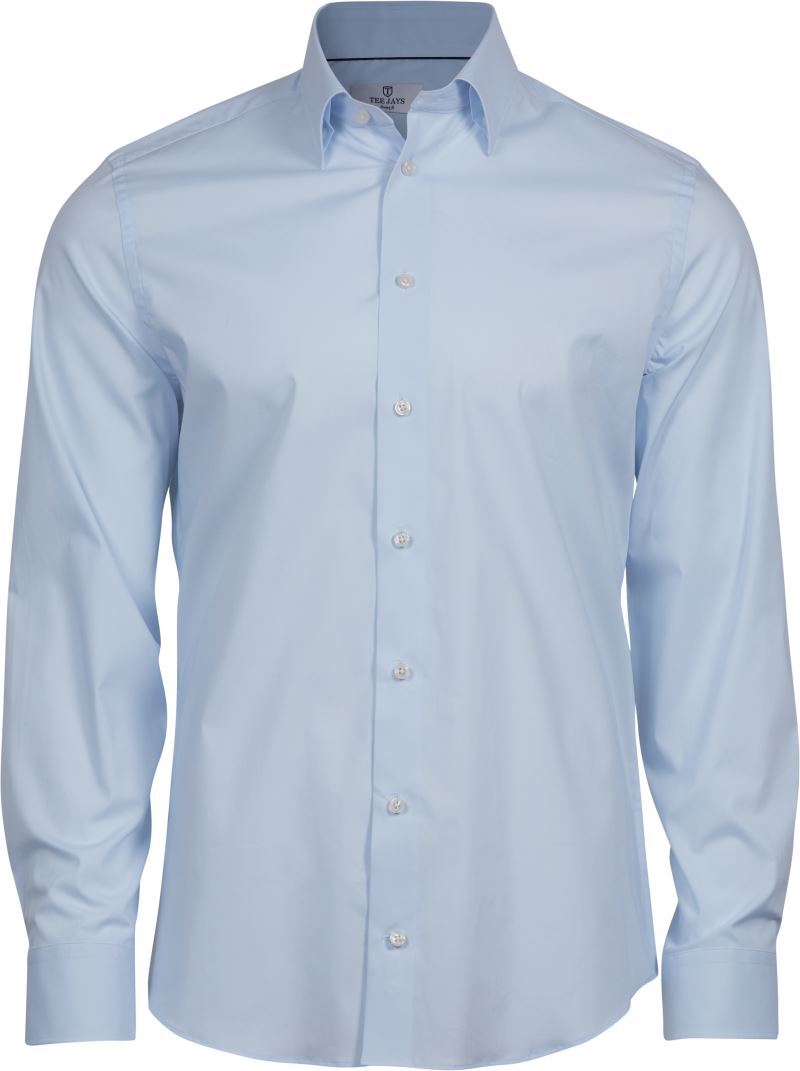 Levně Luxusní elastická košile s dlouhým rukávem - light blue
