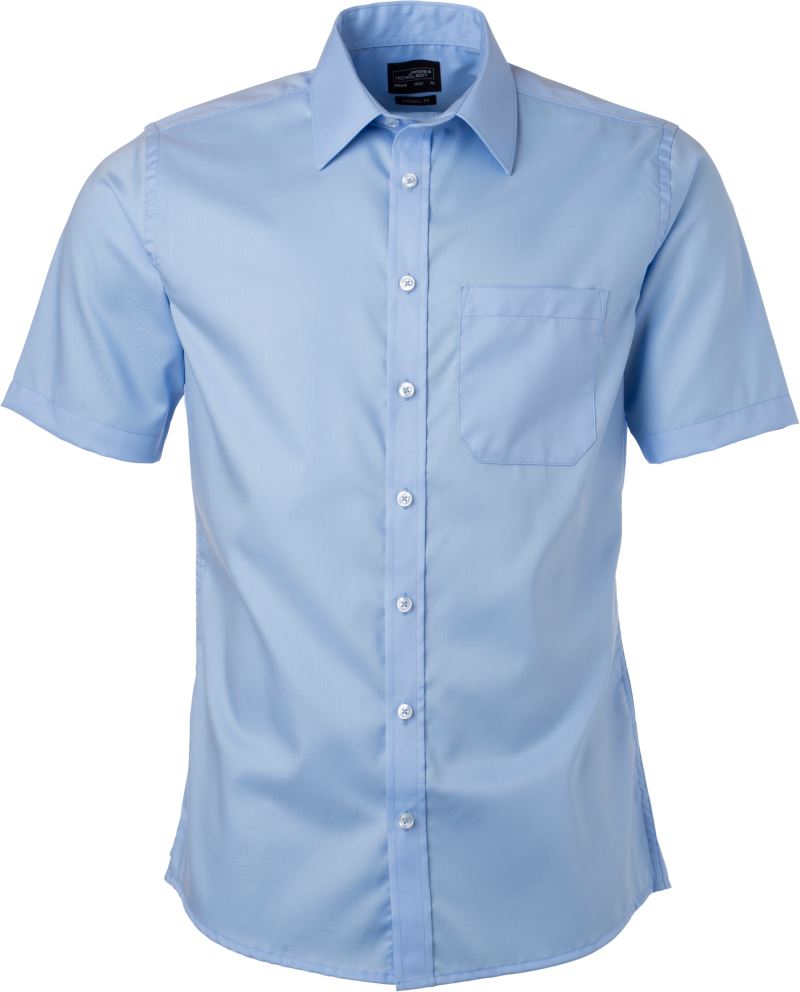 Levně Mikro keprová košile s krátkým rukávem - light blue