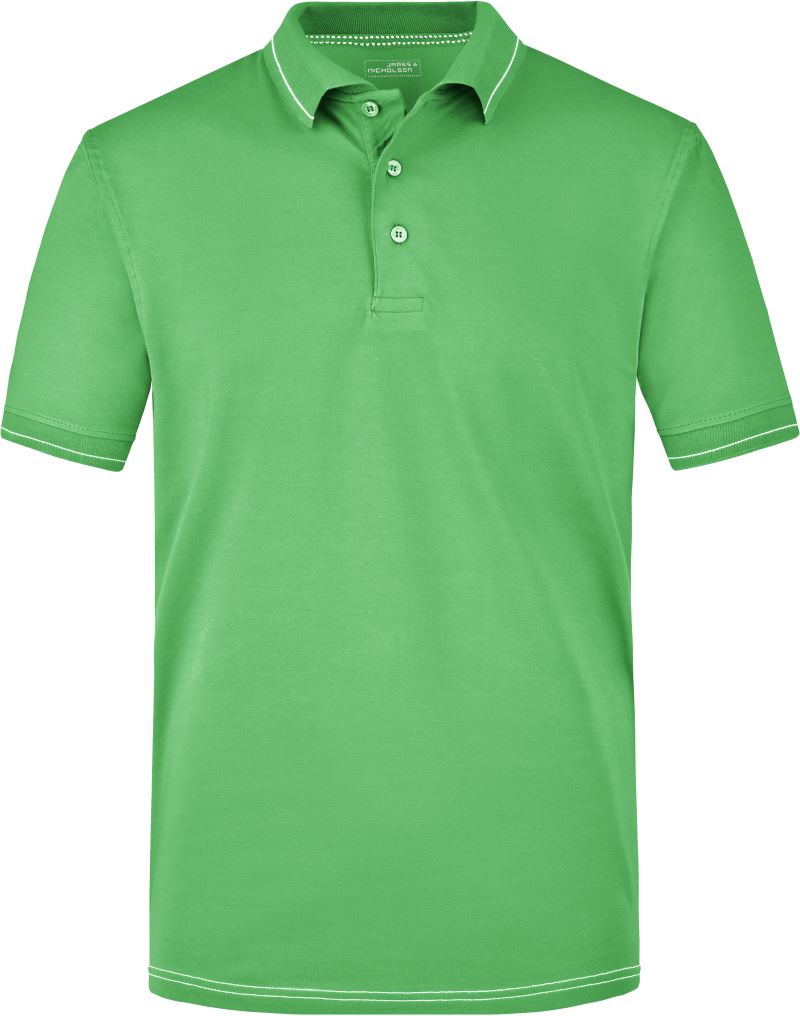 Levně Pánské žerzejové elastické polo - lime green/white